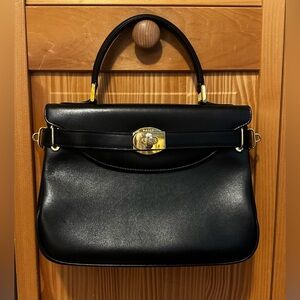 Vintage Bally Black Satchel with Gold Hardware